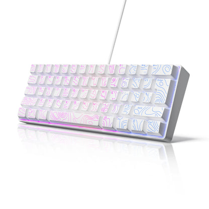 7KEYS Wired 60% Gaming Keyboard, Mini 61 Key RGB, 25 Key anti Ghosting, Ultra Compact and Portable, Compatible with PC, Mac, Laptop (Black Outline Keycaps)