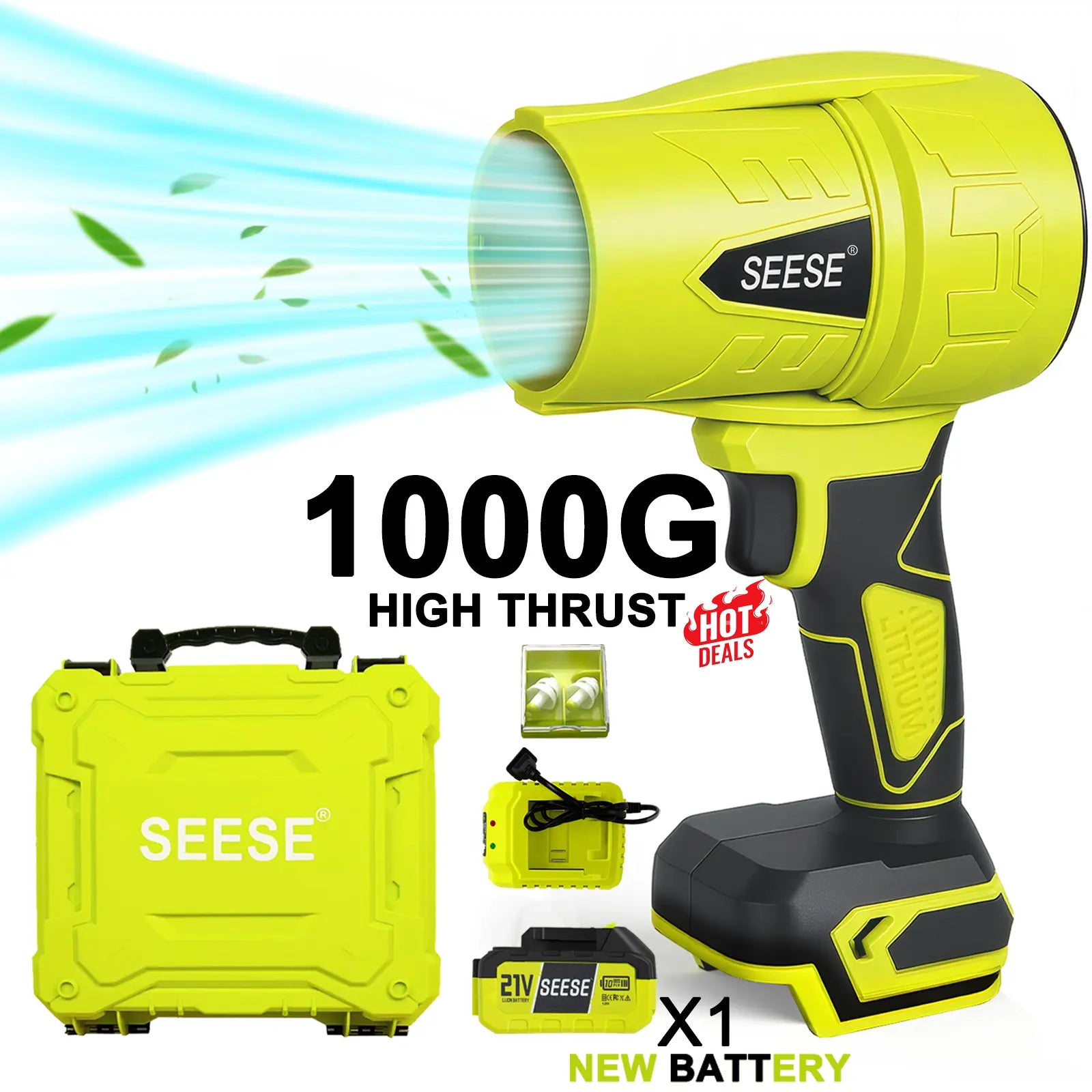 【Fathersdaygift】Seese Turbo Jet Blower,Leaf Blower, Violent Turbo Fan, Pure Copper Motor,Car Drying after Wash, Handheld Snow Blower,Cordless Turbo Power Air Duster,Home Improve,Garden Mainte Holiday Gifts