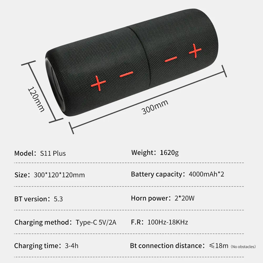 CYBORIS S11 Plus/S11 2 in 1 Bluetooth Speaker 40W/20W High Volume Stereo IPX6 Waterproof 24 Hours Play Time Bluetooth V5.3 Connectable for Smartphones & More Bluetooth Speaker Subwoofers Audio Magnetic Summervibes