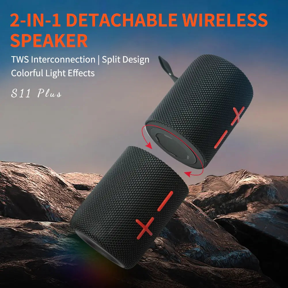 CYBORIS S11 Plus/S11 2 in 1 Bluetooth Speaker 40W/20W High Volume Stereo IPX6 Waterproof 24 Hours Play Time Bluetooth V5.3 Connectable for Smartphones & More Bluetooth Speaker Subwoofers Audio Magnetic Summervibes