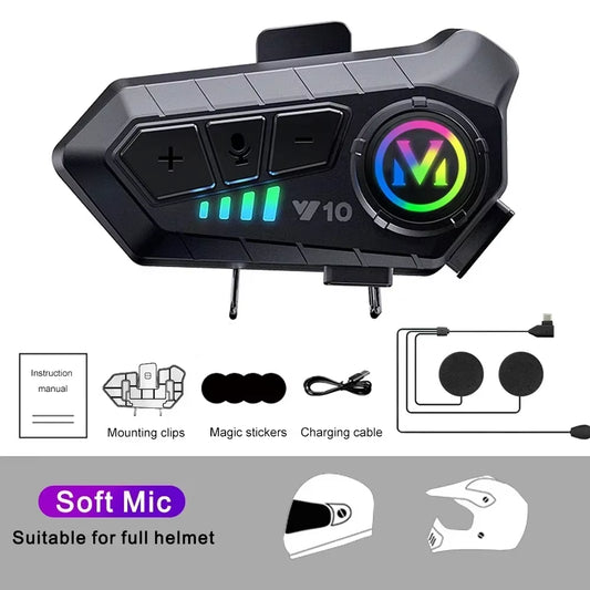 Y10 Motorcycle Helmet Headset Bluetooth 1000Mah Noise Reduction Wireless Hands-Free Waterproof Motorcycle Earphone