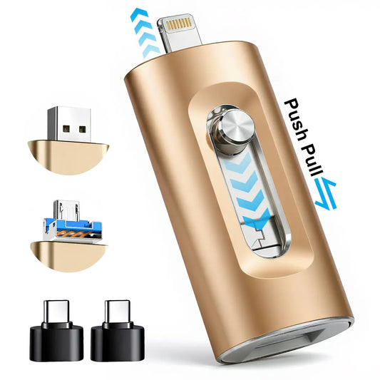 3-In-1 Flash Drive, High-Speed USB 3.0 OTG Pen Drive with Type-C Adapter for Iphones, PC and More Devices,Memory Stick Storage for Photos and Videos Backup #Summervibes